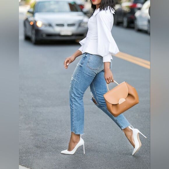 Nine West White Tatiana Pointy Toe Stiletto Pumps Size 9.5 - Picture 1 of 9